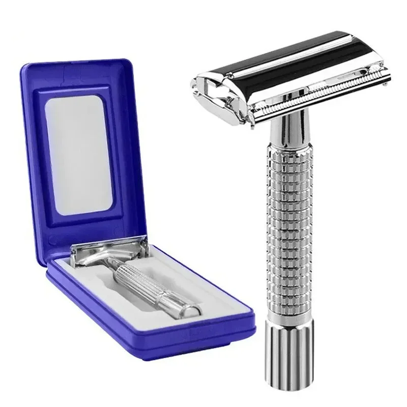 Double Edge Safety Razor, Zinc Alloy Handle Razor with 1 Swiss Stainless Steel Blades, Heavy Duty Eco-Friendly Razor F