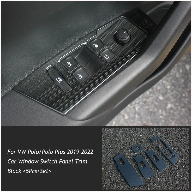 Window Switch Panel Adjust Cover Trim Stickers Strips Garnish Decoration Car Styling For VW Polo/pPolo Plus 2019 2020 2021 2022