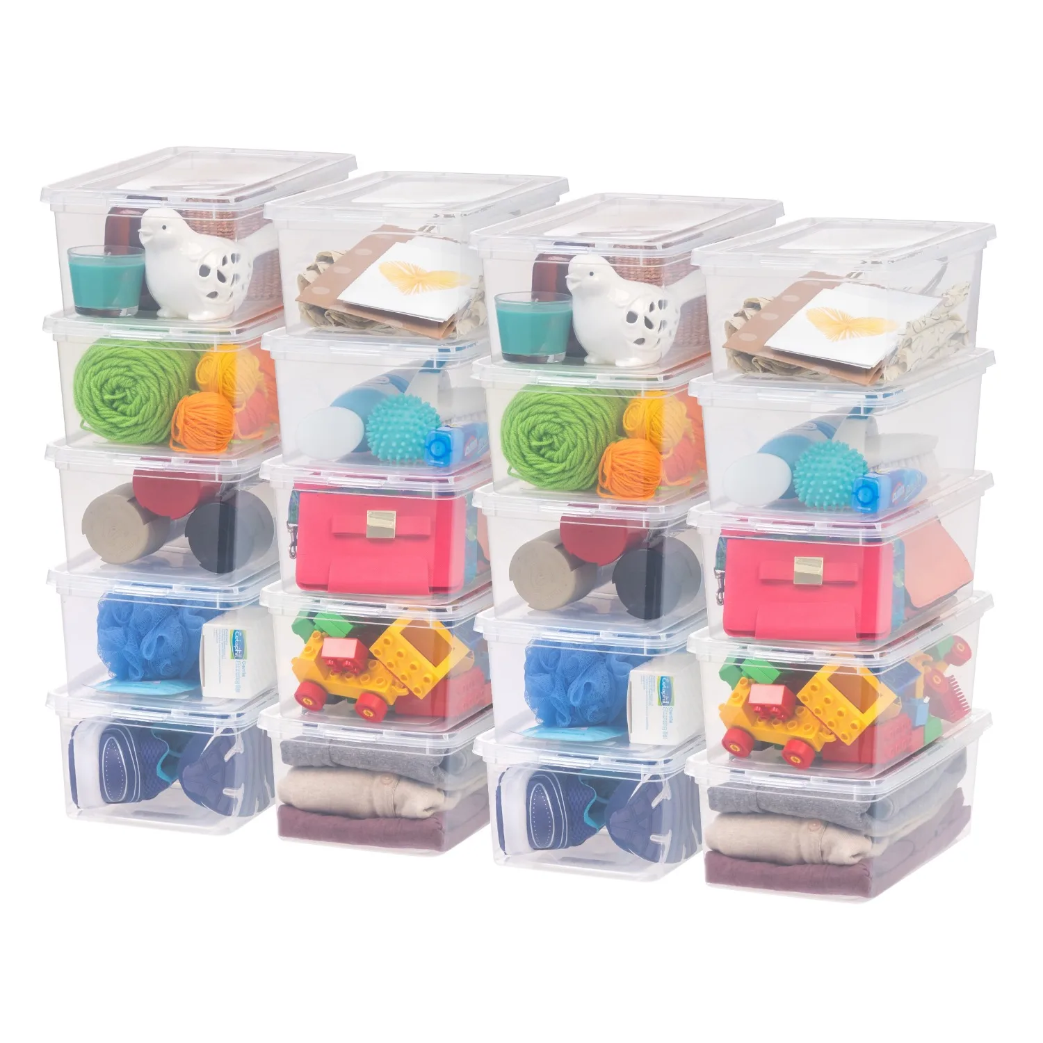 

Mainstays 5 Qt. (1.25 gal.) Small Stackable Plastic Closet Storage Box, Clear, Set of 20