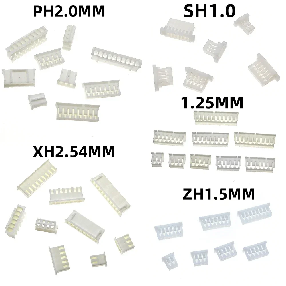 50pcs 1.0mm 1.25mm 1.5mm 2.0mm 2.54mm Sh Jst Ph Xh Housing Connector 2/3/4/5/6/7/8/9/10p 1.0 1.25 2.0 2.54 Plastic Plugs
