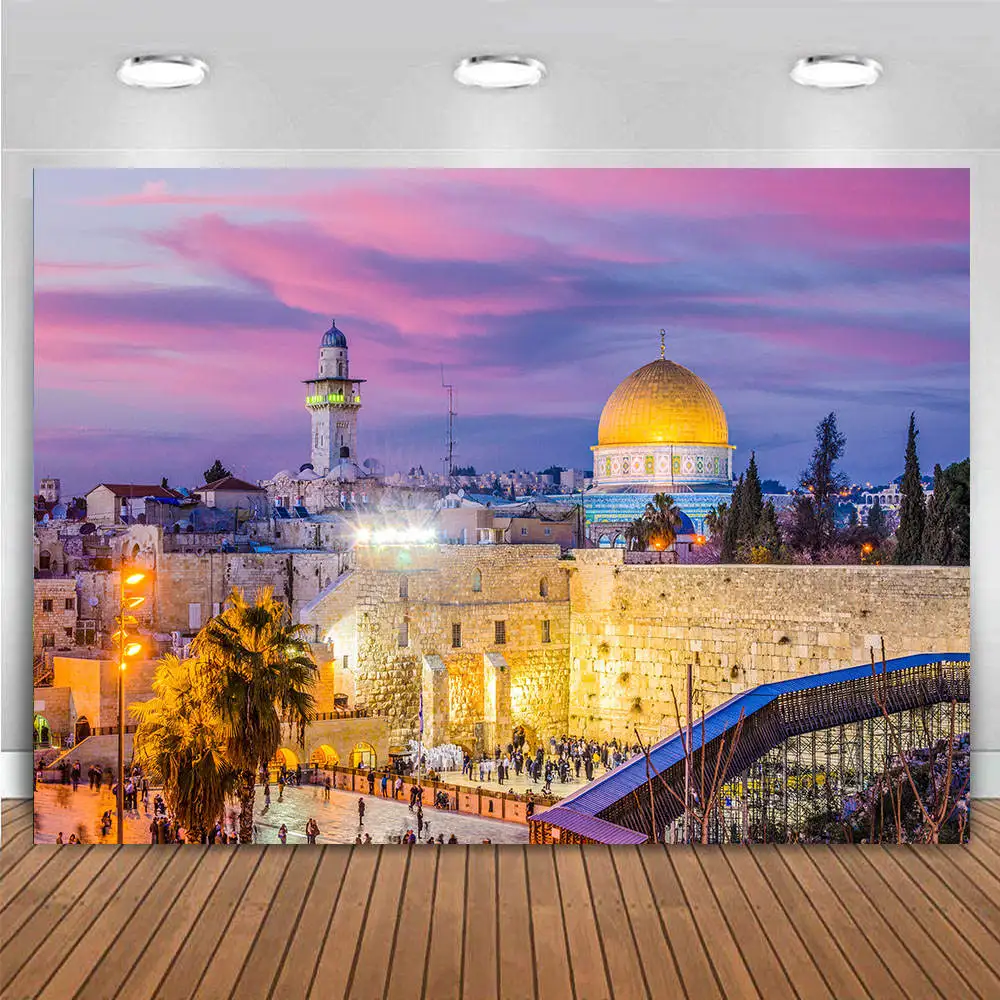 

Jerusalem Israel Backdrop Tower David Old Ancient City Landmark Jewish Wailing Wall Trip Photography Background Party Decoration