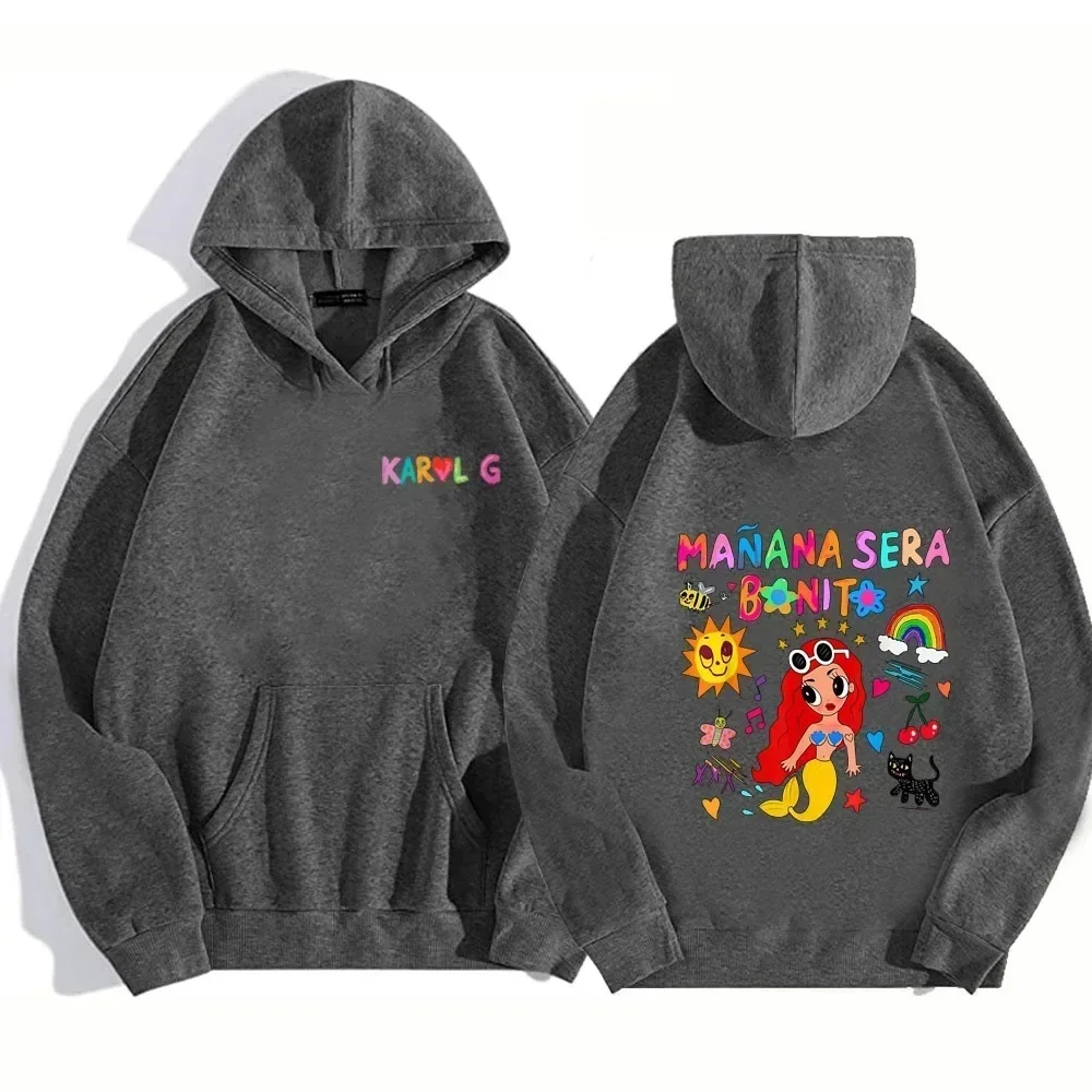 Hip Hop Karol G Mana Sera Bonito con Hearth Sudadera con capucha moda música Retro sudadera Manana Sera Bonito camisa Linda Karol G Sudadera con capucha