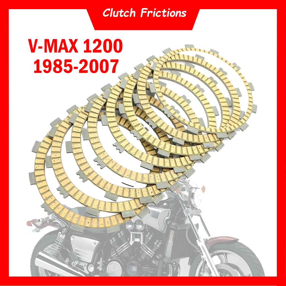 Motorcycle 8pcs Paper-Based Clutch Frictions Plate Kit For YAMAHA VMAX1200 V-Max 1200 1985-2007 Venture XVZ1300 Royal Star