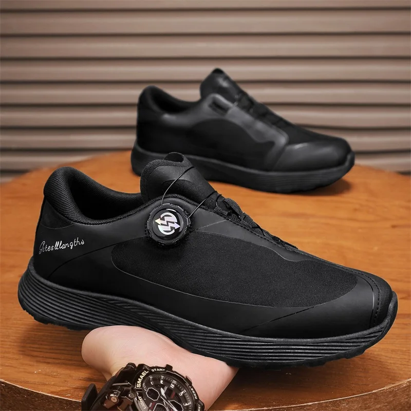 Повседневная летняя мужская спортивная обувь большого размера с круглым носком и вращающейся пряжкой на одну ногу, дышащая сетка на толстой подошве