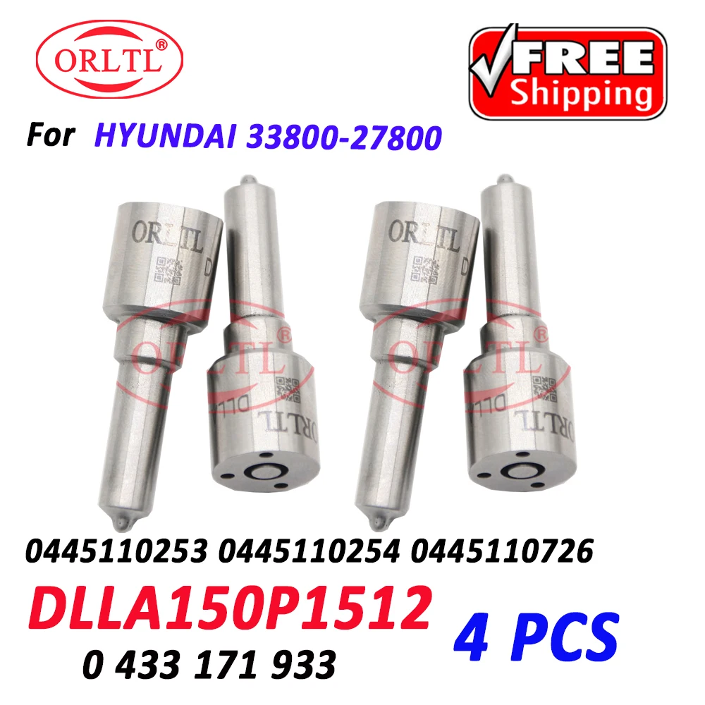 

4 PCS Diesel Injector Nozzle DLLA150P1512 0 433 171 933 For HYUNDAI 33800-27800 Fuel 0445110253 0445110254 0445110726 0986435155