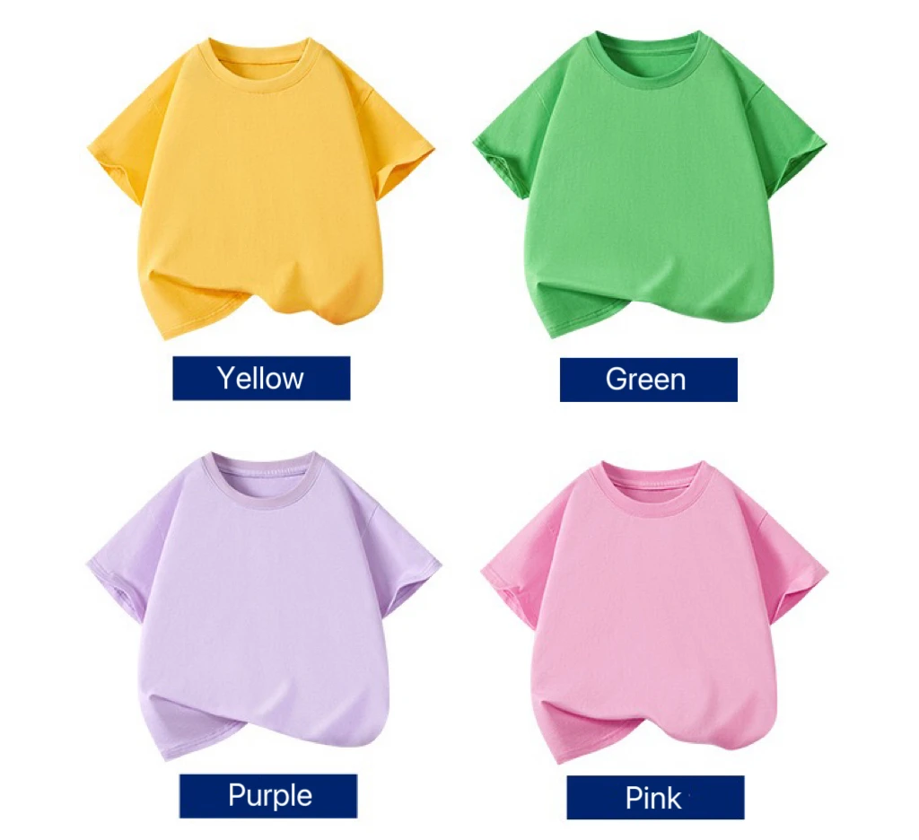 1 stücke Sommer Reine Baumwolle Jungen Mädchen Einfarbig Tees Mode Top Kinder Kurzarm Kleidung T-shirts Kind Lose beiläufige T-shirt – Detail 12