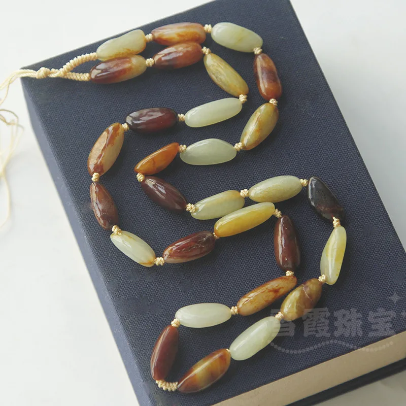 

Bead with Yellow Skin, Hotan Jade Necklace, Fashionable and Versatile