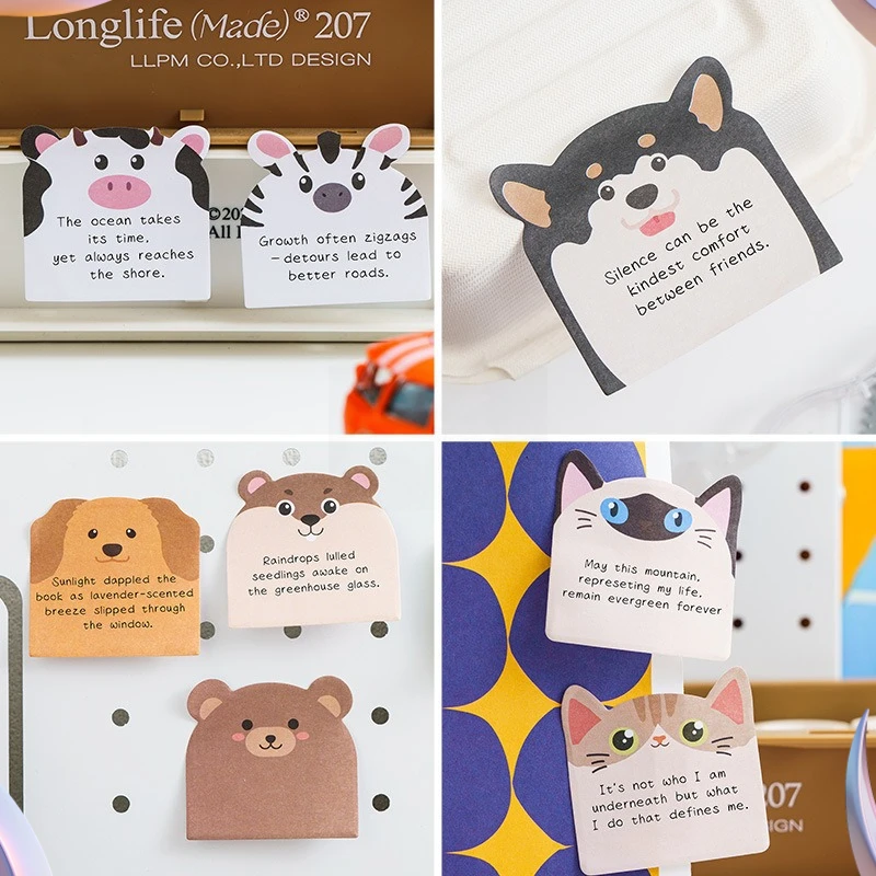 2 Bags(480 Stickers) Cute Little Cat Animal Writing Pads Notes High Value Cartoon Paper Message Note N Times Sticky Memo Pad