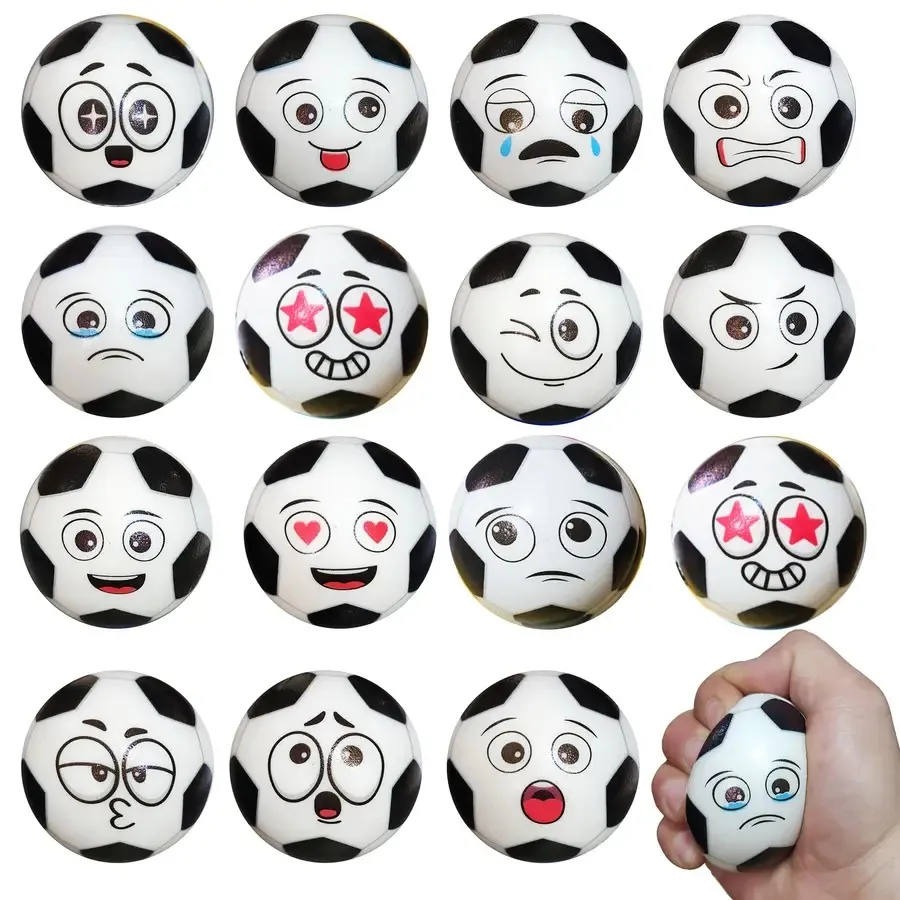 

24-Pack Mini Footballs with Facial Expressions for Soccer Game Party Activities, Soft Sponge Made Creative Fun Party Favors