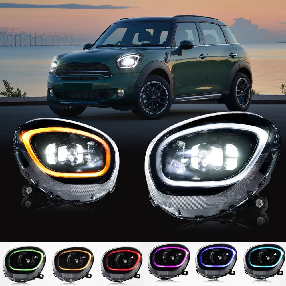 2pc Car Full LED Front lights For BMW Mini R60 LED Headlight Coopers Countryman R60 DRL Turn Signal Headlamps 2010-2016