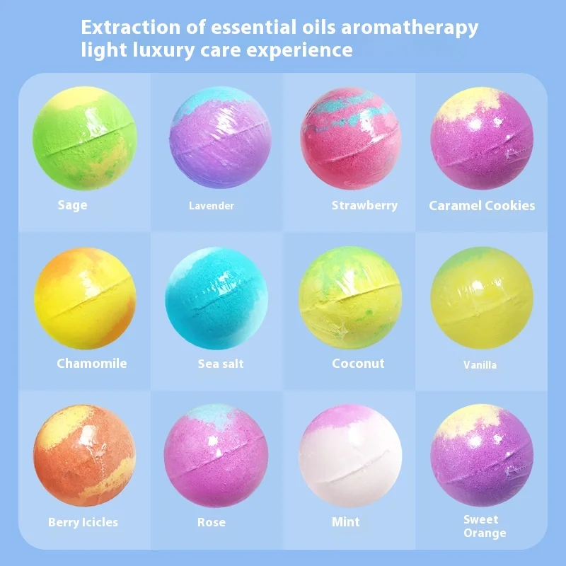 Herbal Plantsbath bombsBath Salt Explosion Bath Salt Ball Set Box Bubble Bath Essential Oil Bath Bomb