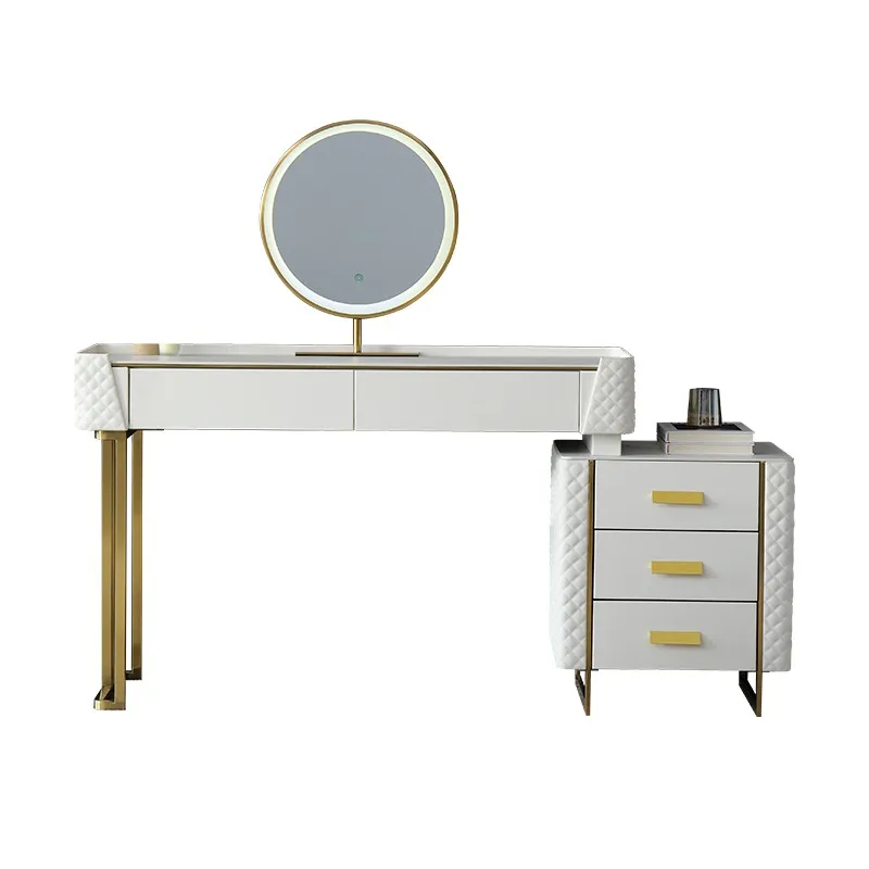 Modern White Wood Light Emitting Diode Dresser Storage Home Furniture Bedroom Luxury Dresser with Mirror and Drawer