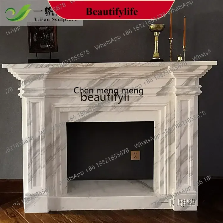 

D178 Мраморная камин Американский минималистский современный камин ТВ декоративный шкаф натуральный джаз белый