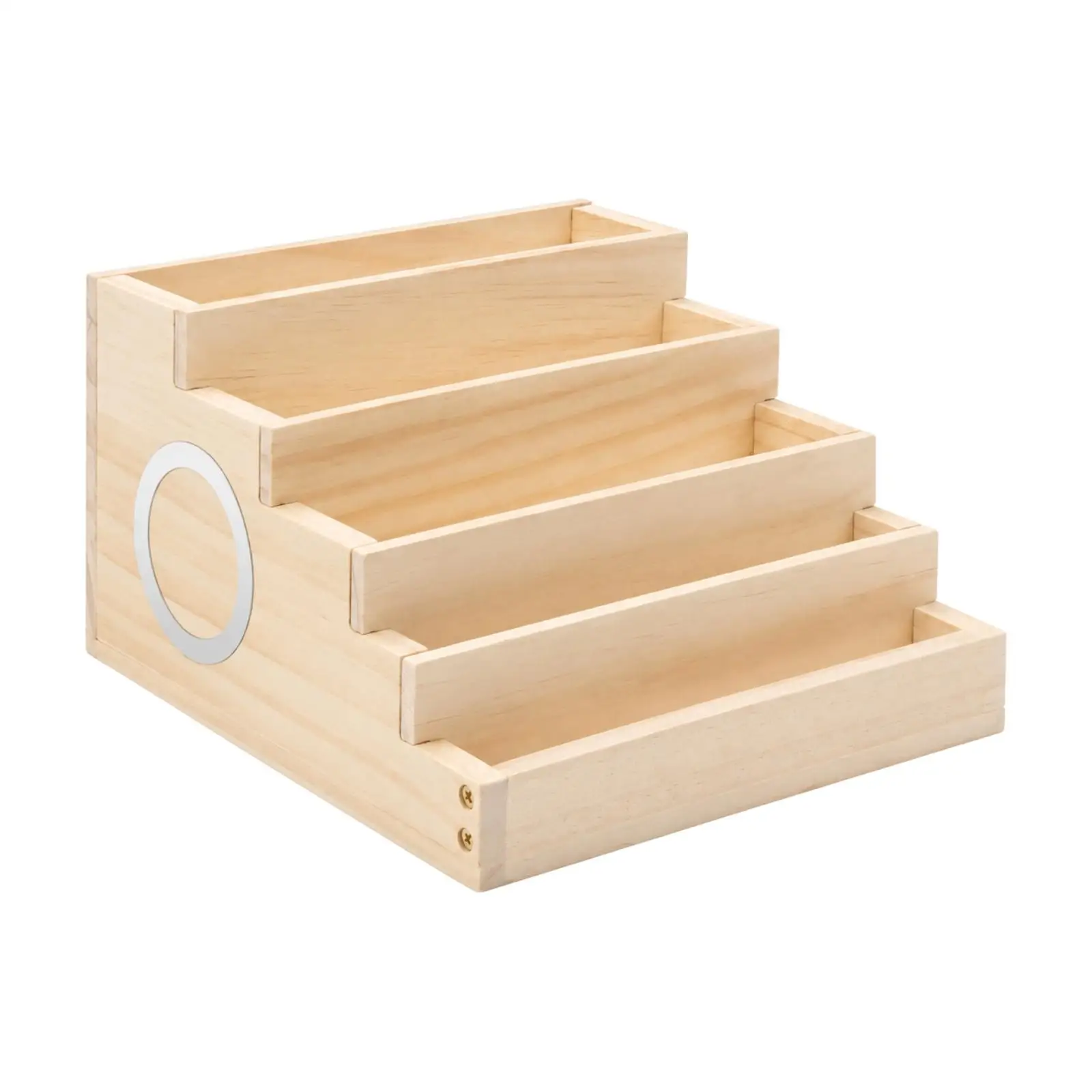 Multi Tier Wooden Display Shelf Storage Organizer with Retaining Boards for Figurines Toys Small Items Home Decor Display