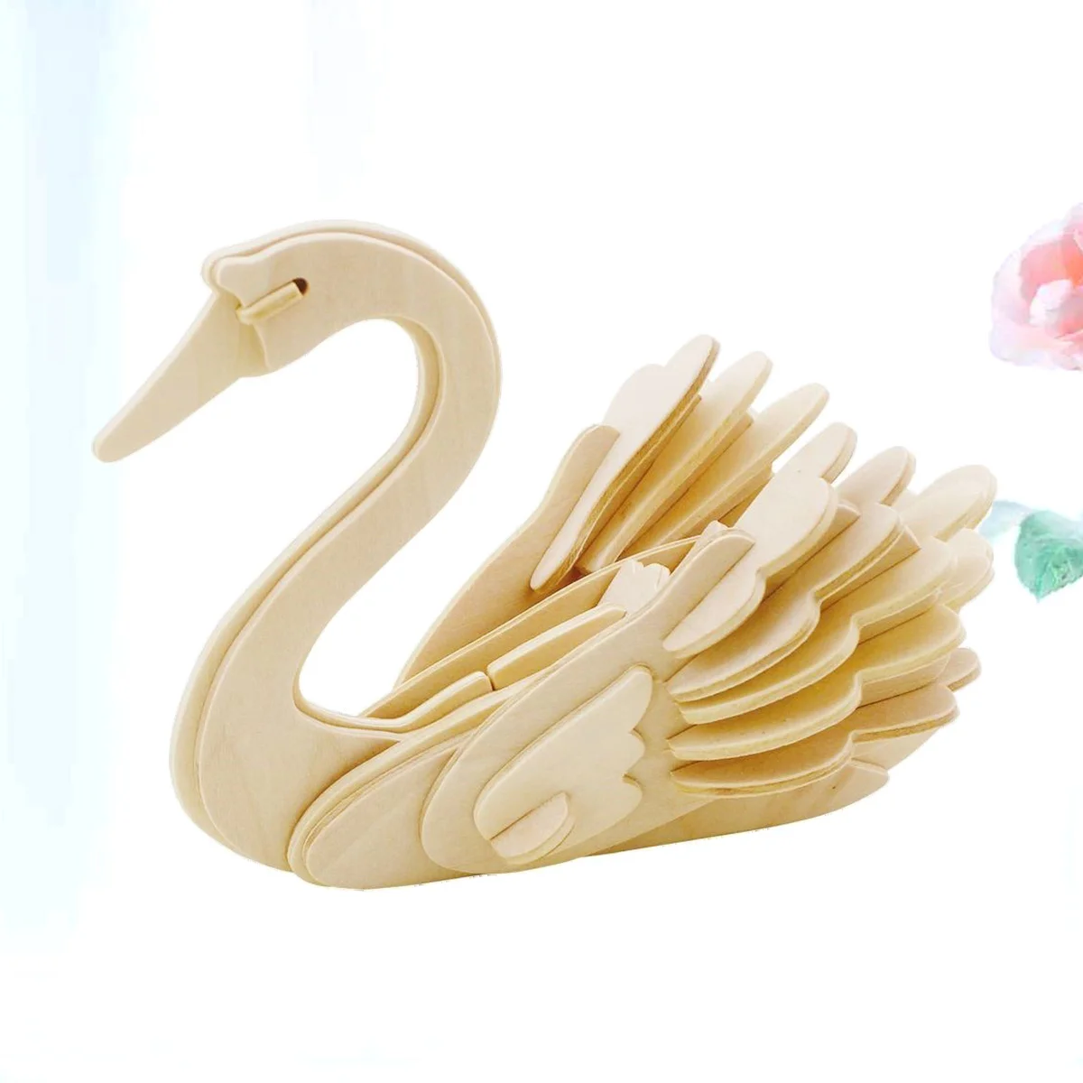 1 zestaw 1 Zestaw Drewniane Puzzle 3D Łabędź Edukacyjne Dla Dzieci Dorośli Gładkie Wytrzymałe Rzemiosło z Drewna Zestaw do Robienia Drewniane Puzzle 3D Zwierzę