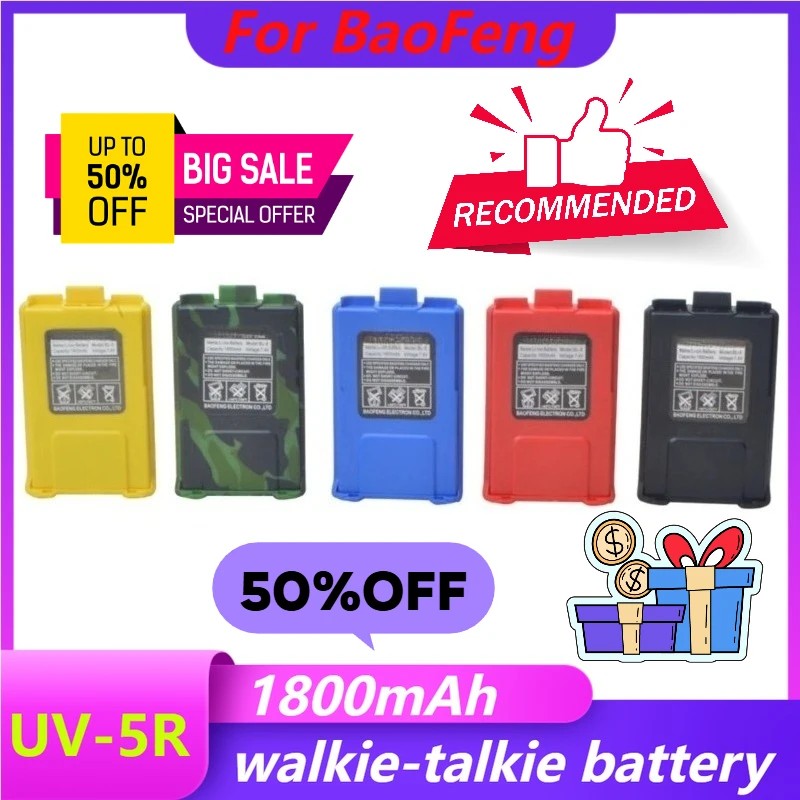 

1800mAh for Baofeng Walkie-Talkie Battery Suitable for UV-5R and DM-5R Compatible with BL-5 Lithium Battery