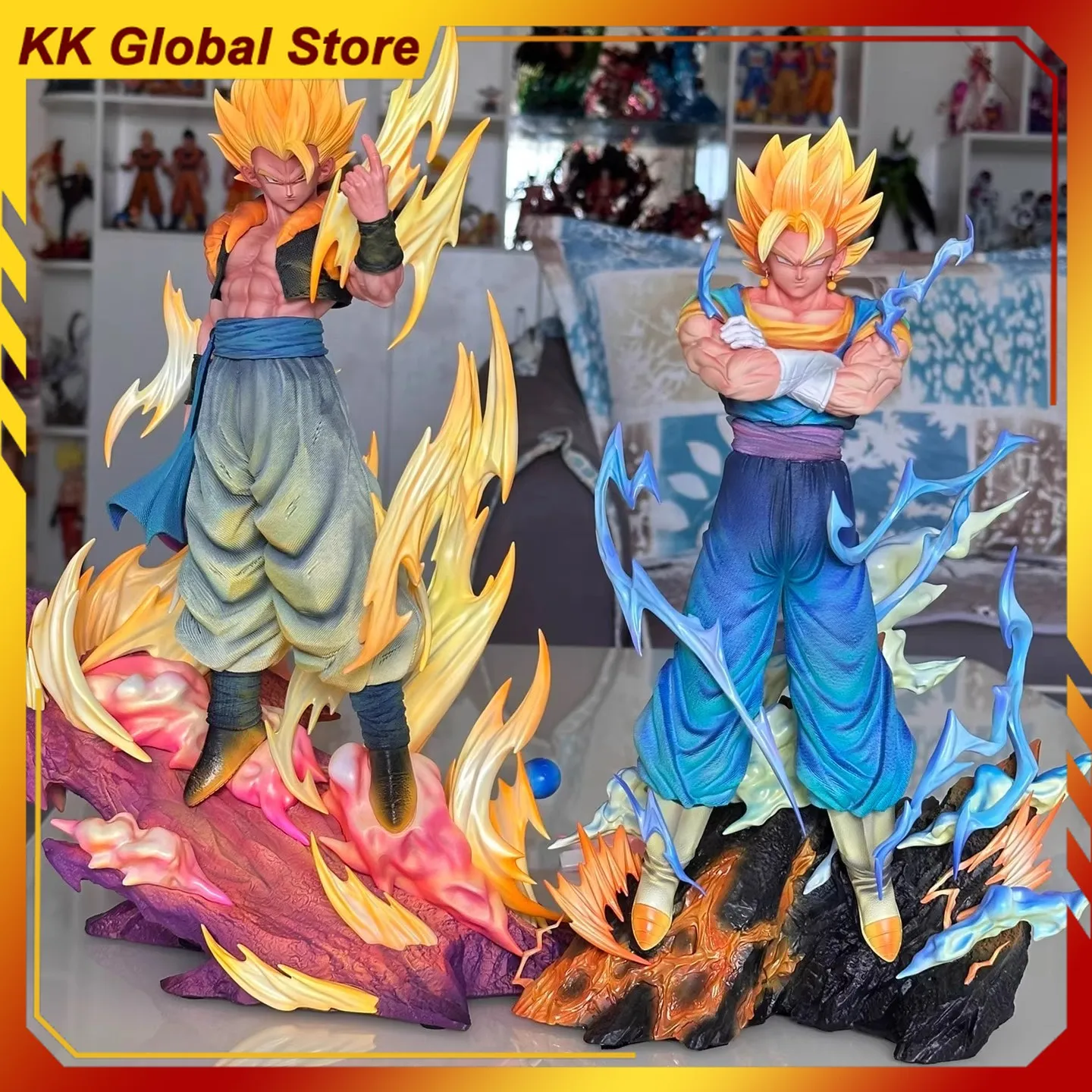 1/6 Dragon Ball Vegetto Gogeta Anime Figure Can Emit Light Peripheral Resin Statue Desktop Decorate Ornaments Birthday Gift Toys