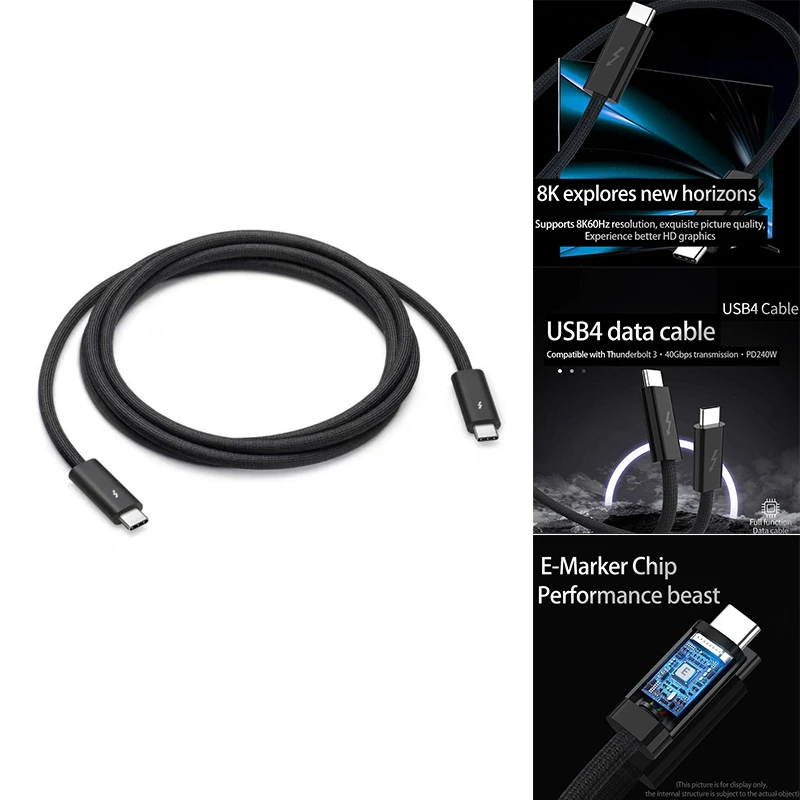 高速充電USB-Cデータケーブル,thunderbolt 4, 40gbps,8k60hz,usbタイプcからtype c,pd240w,iphone 15