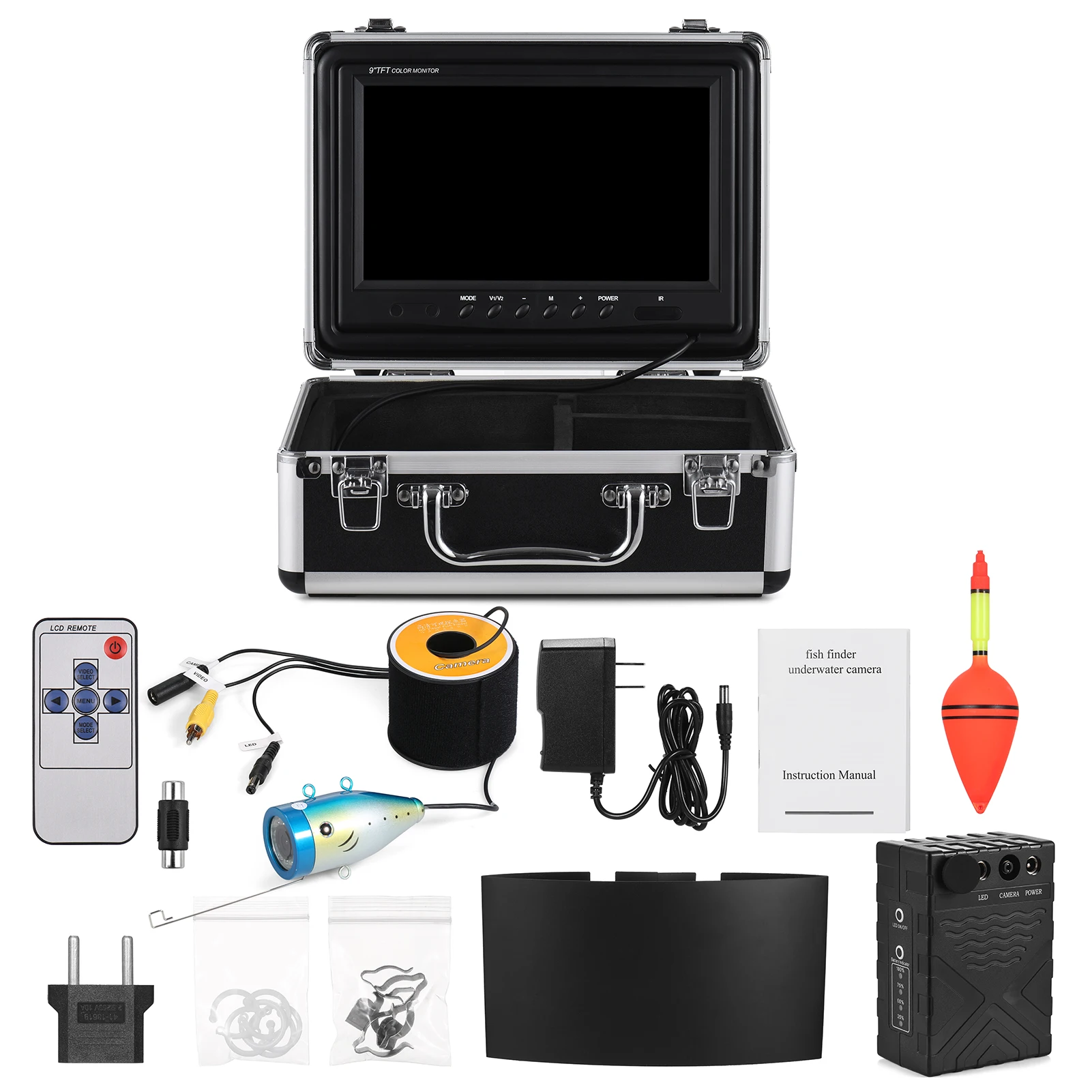 9 بوصة شاشة الكريستال السائل 1200TVL كاميرا الصيد تحت الماء صياد السمك مع 12 IR المصابيح 15 متر/30 متر/50 متر كابل IP68 مقاوم للماء للبحر