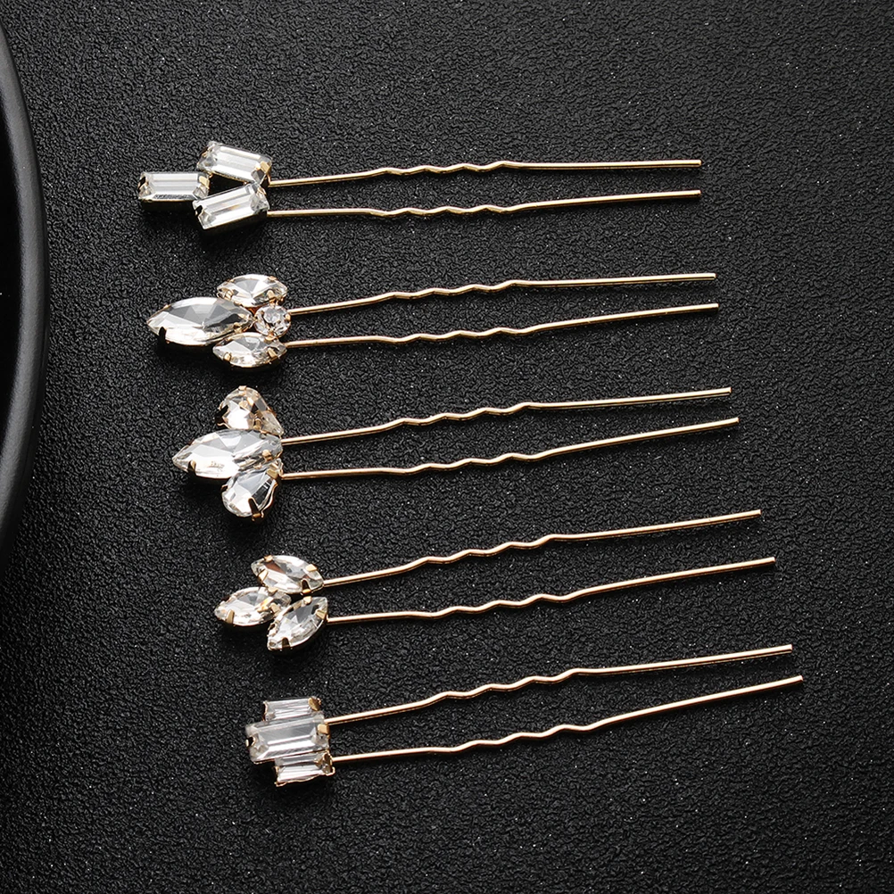 

5PCS Crystal Hair Pins Rhinestone Hair Accessories Elegant Women Decorations Pearl Clip Stylish Wedding Birthday Gifts