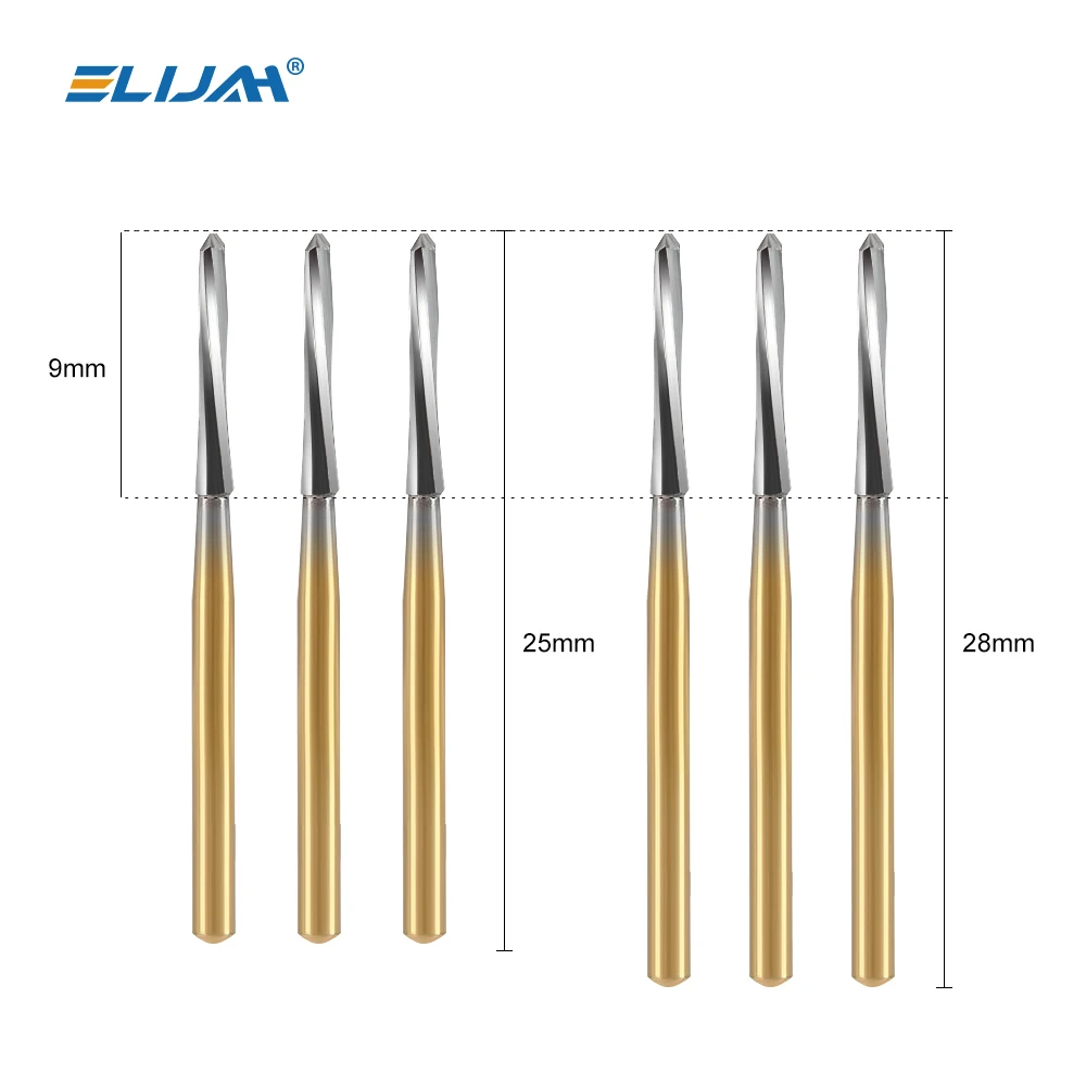 6pcs/box 25mm/28mm Dental Tungsten Carbide Burs Drill Endo-Z Polishing Surgical Bone Cutters Bit For Dental High Speed Handpiece