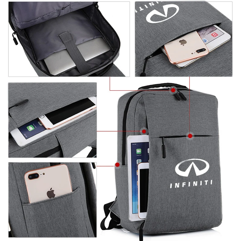 USB Rechargeable School Bag Waterproof Laptop Backpack For Infiniti Q50 FX35 Q30 G37 Q70 QX70 G35 Q60 QX50 QX60 QX80 QX30 JX