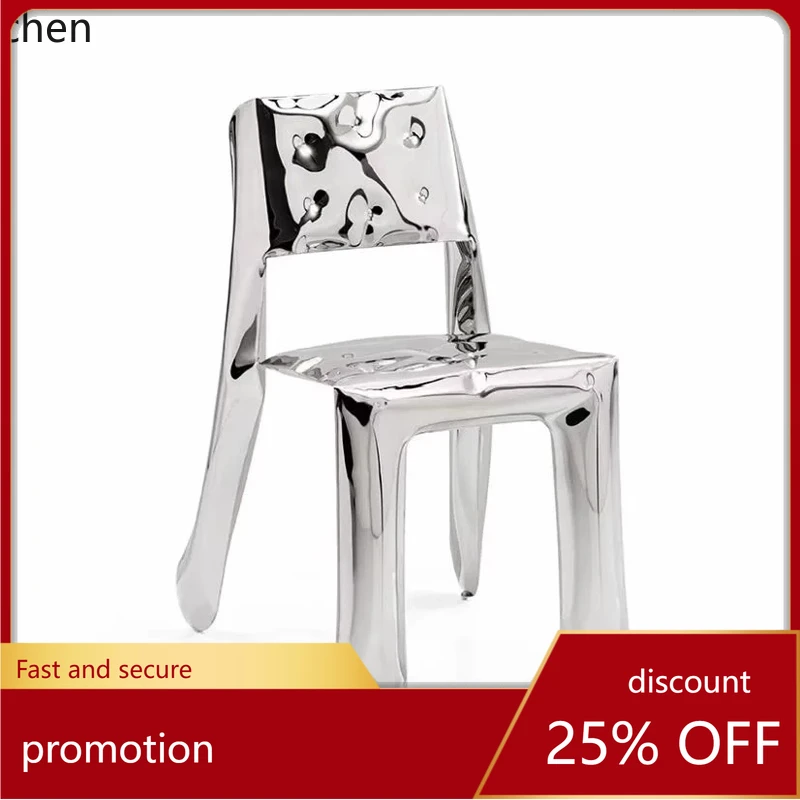 HT Internet celebrity creative stainless steel balloon chair art biscuit chair light luxury metal dining chair