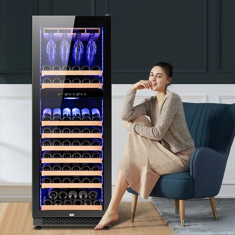 

Large Tall Luxury Double Wall Stainless Steel Glass Led Light Compressor Smart Refrigerator Rapid Bottle Wine Cooler