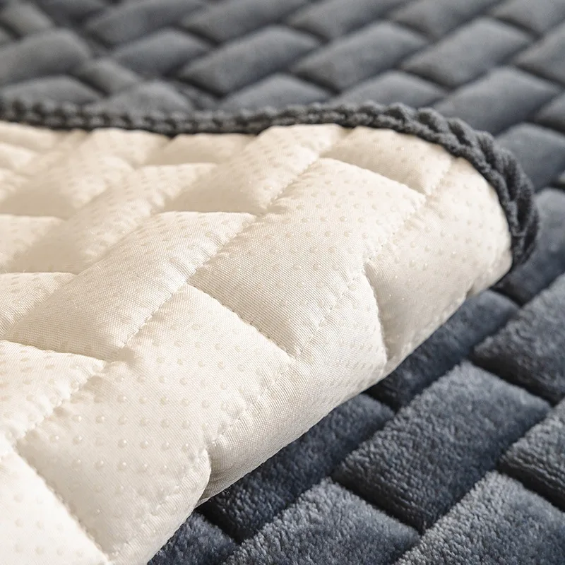 Winter Short Plush Sofa Cover Non-Slip Quilted Cat Dog Pet-Friendly Couch Protector All Season Decor for Living Room Daily Use