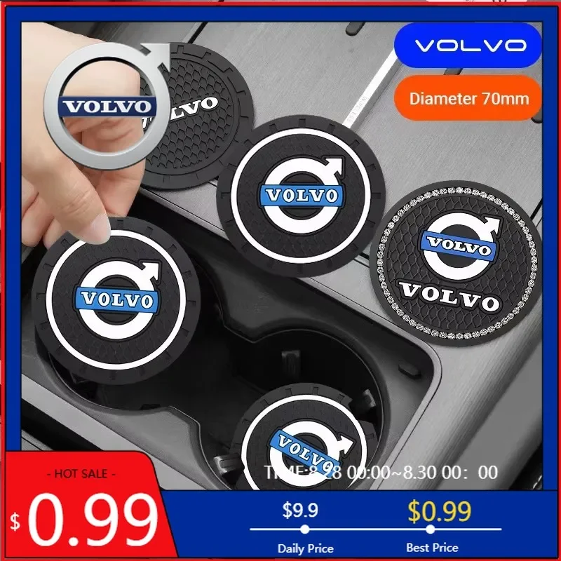 Fundas de Volante para Volvo 2026, 2 Piezas, con Logotipo de Coche, Almohadilla de Silicona para Portavasos, para Volvo Xc60 Xc90 V40 V60 S60 V50 V90 S80 C40