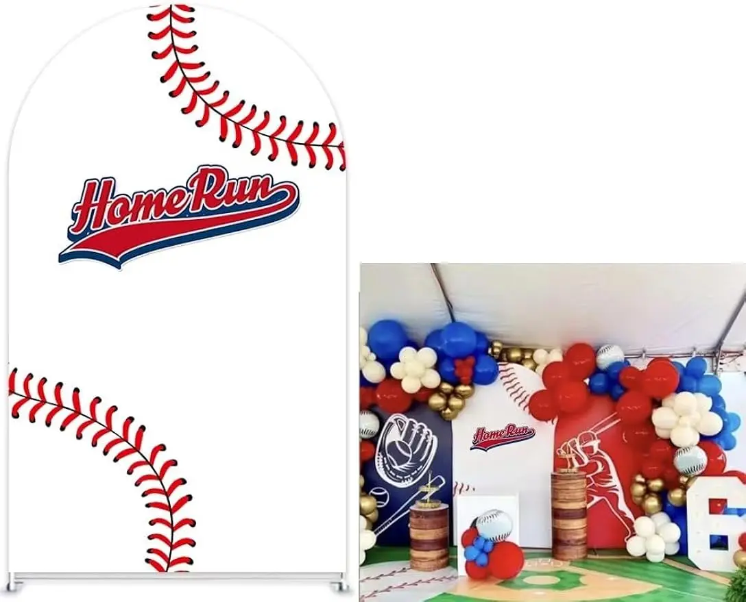 Baseball Arch Backdrop Covers for Sport Party Homerun Chiara Background Fabric Cover for Boys Birthday Party Display Props