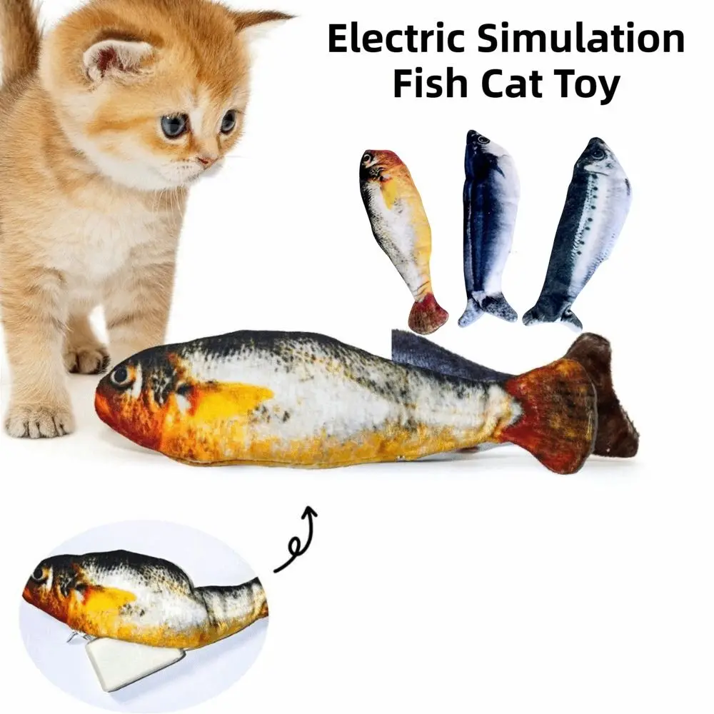1/3Pcs Wagging Tail Electric Simulation Fish Cat Toy Plush Motion Sensor Automatic Fish Toy 3 Flapping Mode Type-C Charging