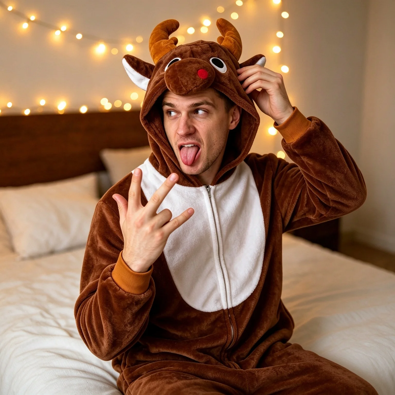 Onesie elk animal jumpsuit pajamas flannel cartoon home outfit party cosplay role-playing outfit elk