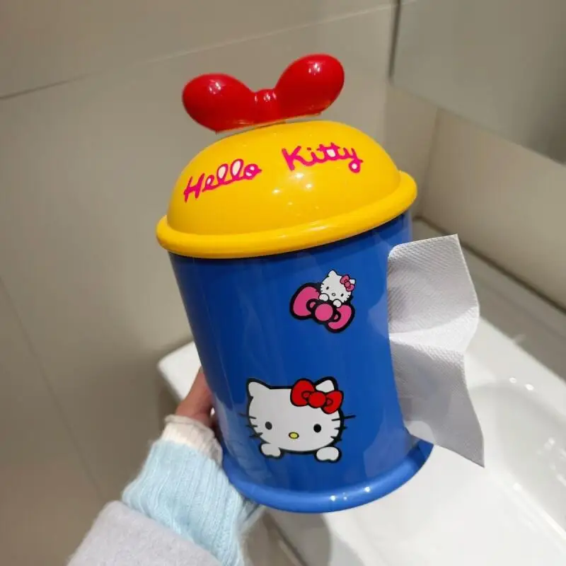Sanrio Cartoon Hello Kitty Red Bow Rotundity Tissue Storage Box Living Room Bedroom Desktop Decoration Friend's Birthdays Gifts view 2