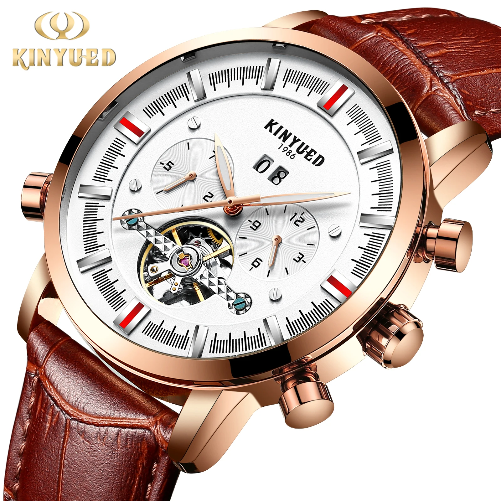 KINYUED Mechanical Watch Calendar Week Month Men's Watch Fully Automatic Mechanical Watch Men's Watch J133-1