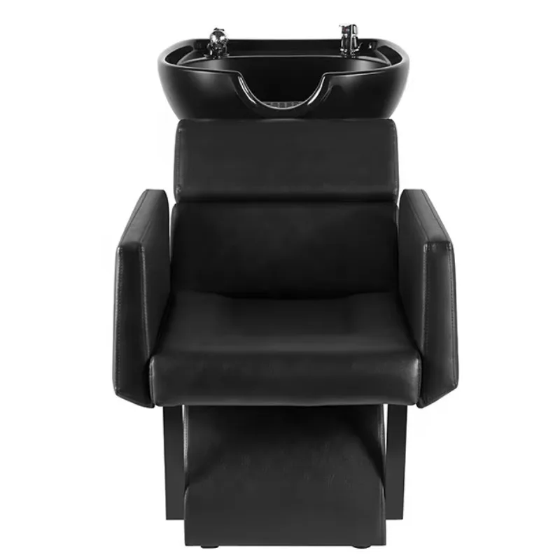 Beauty Hair Salon Furniture Black Shampoo Chair Washing Unit with Ceramic Basin Hairdressing Sink Chair Hot Sale