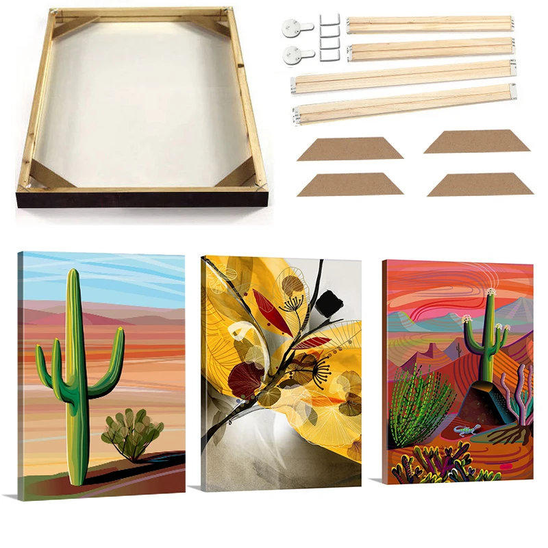 Desert Plant Landscape Art Canvas Panting with Frame Colorful Cactus Nordic Poster Prints Wall Picture Living Room Home Decor