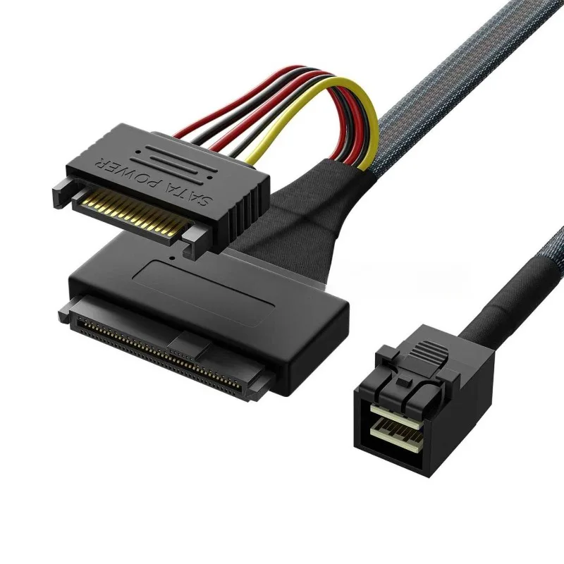 Hard disk data cable SAS HD SFF8643 to 8639 + SATA15P power supply connected to U2 NVME cable