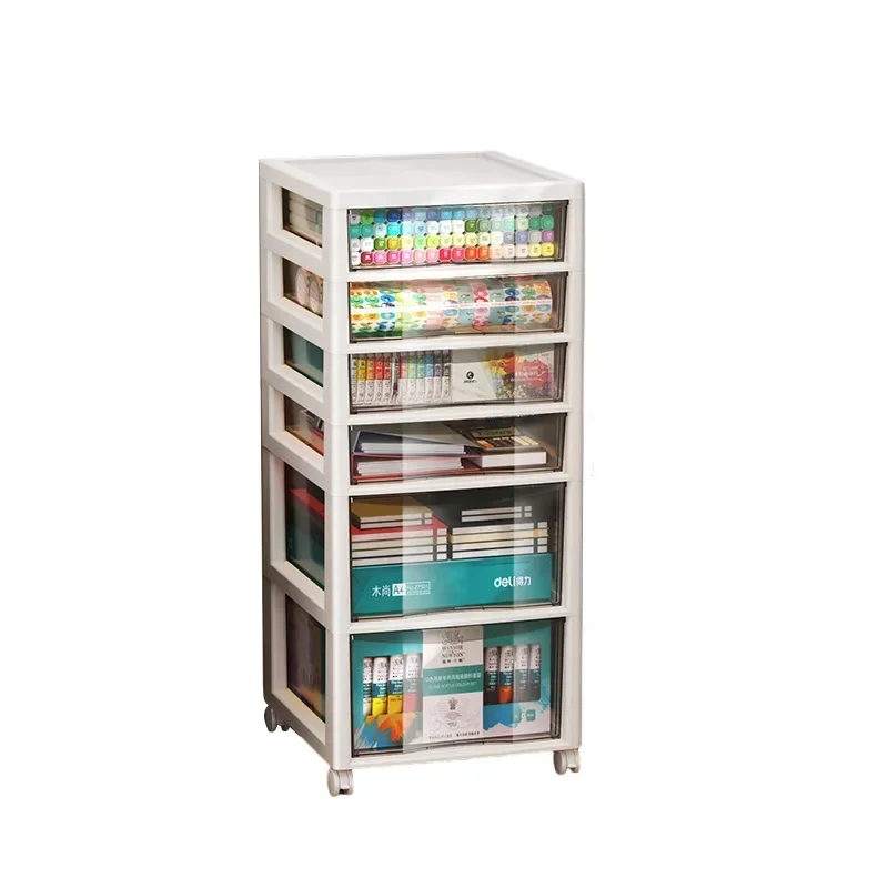 

Multifunction Storage Cabinet Transparent Visual Storage Cart Multi-layer Drawer Filing Cabinet Universal Pulley Organizer Shelf