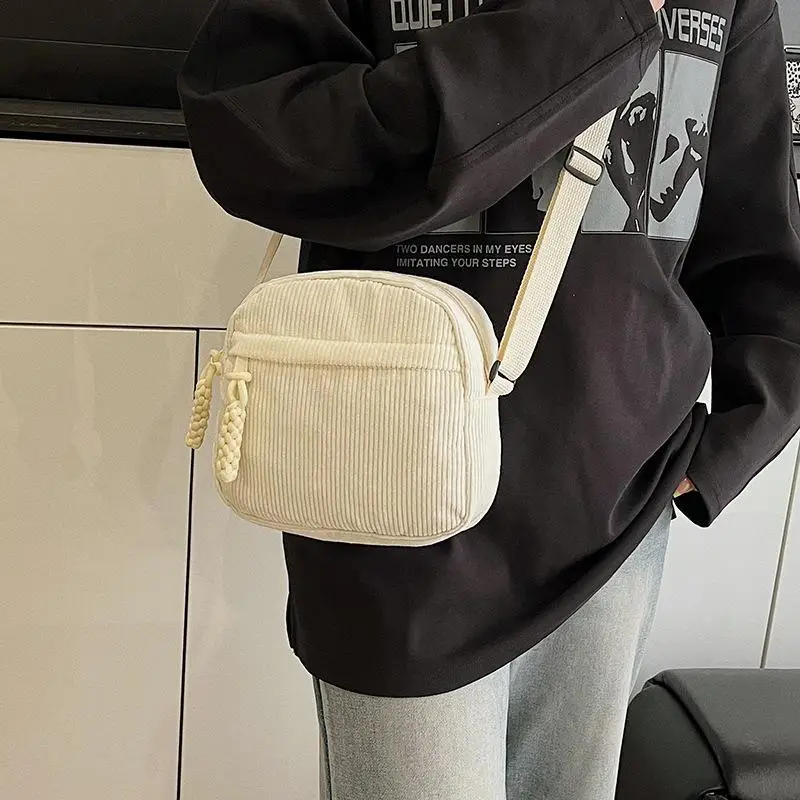 Vintage Versatile Corduroy Crossbody Bag With Adjustable Shoulder Strap Casual Phone Bag For Daily Commute Shopping