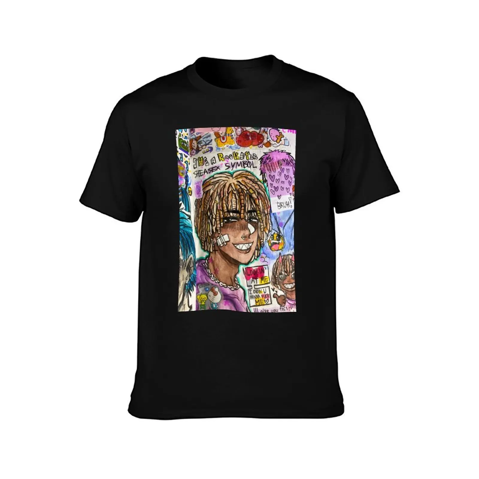 Sketchbook Page Traditional Art T-Shirt, Summer Casual Cotton Tee, Oversized Streetwear Tops, Vintage Graphic Print, 100% Cotton