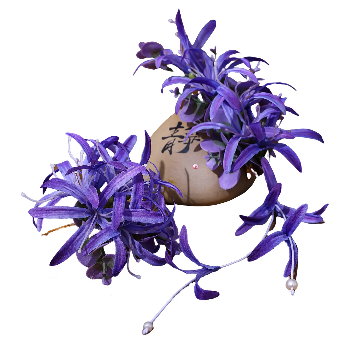 요정 복고풍 수제 레이스 척 머리 장식 가짜 꽃 고대 스타일 Hanfu 넥타이 여성을위한