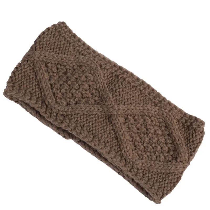 Women Knitted Wool Headband Autumn Winter High Ponytail Alan Flower Rhombus Pattern Warm Face Wash Hair Accessory Soft Cozy