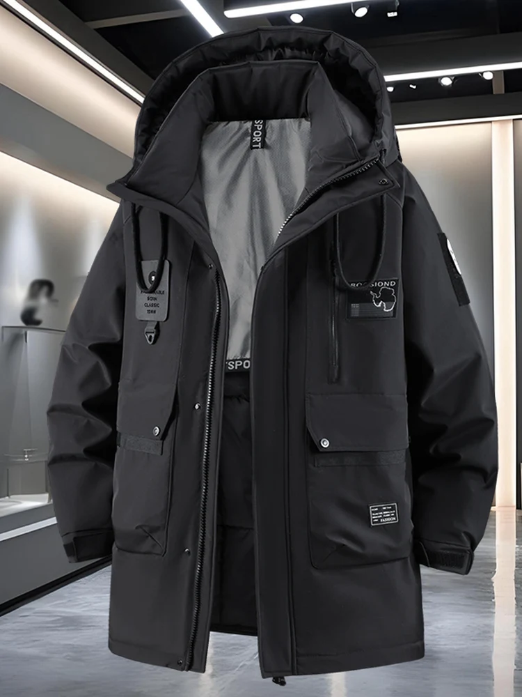 

Extra Large Thiened Winter Cotton Jaet Men's Mid-Length Cold-Resistant Northeast Workwear Sle Polyester Fiber Long S...