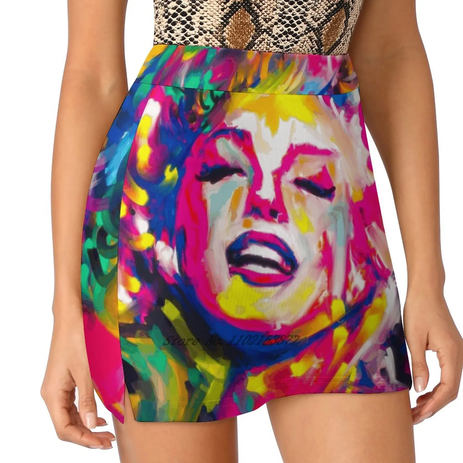 Acrylic Of Marylin Monroe New Women Skirts Double-Layer Printed Short Dress Mini Sport Skirt Portrait Marilyn Monroe Marilyn