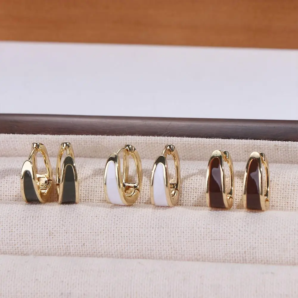 

Temperament Copper Dripping Oil Fashion Design Enamel Ear Buckle Huggie Earrings Women Hoop Earrings Korean Style Earrings