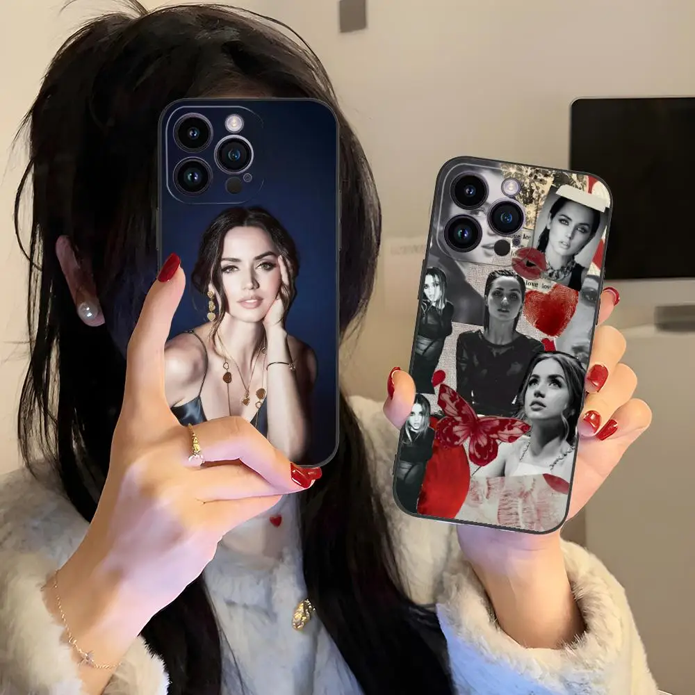 Funda para Teléfono Ana de Armas para iPhone 18 17 16 15 14 13 12 11 X XR XS 8 7 Air Pro Max Plus Mini, Funda Protectora de TPU Suave a Prueba de Golpes