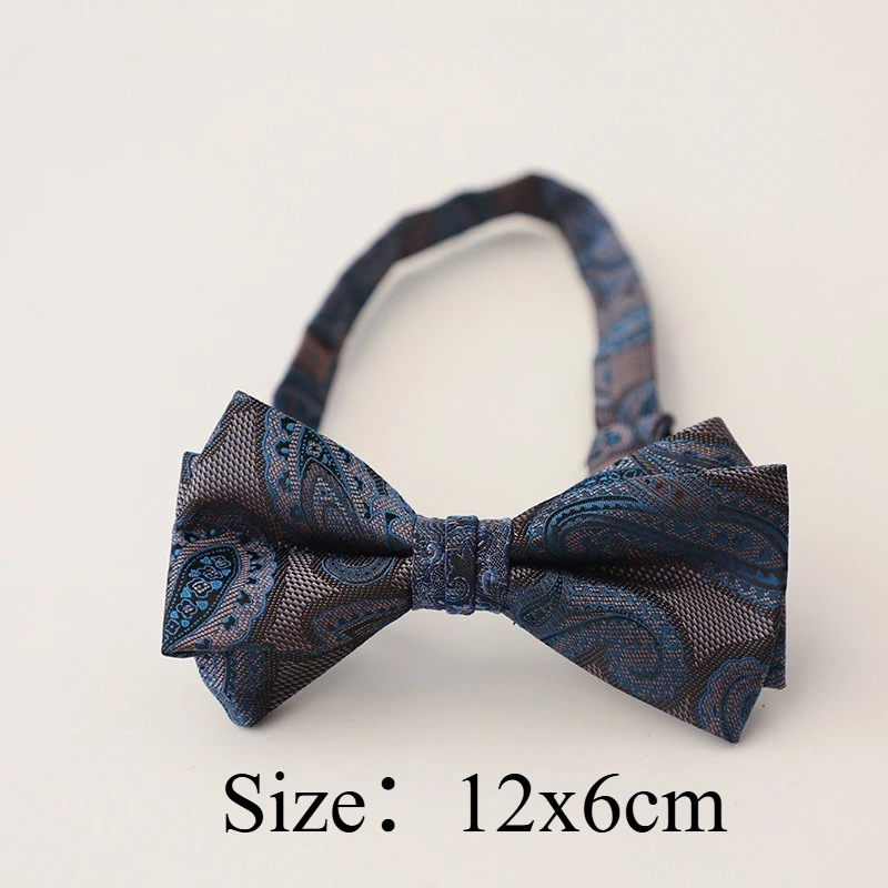 Classical Blooming Floral Bow Tie, Paisley Floral Pattern Gentleman Bowtie In Gray And Coffee, Korean Style For Formal Occasions