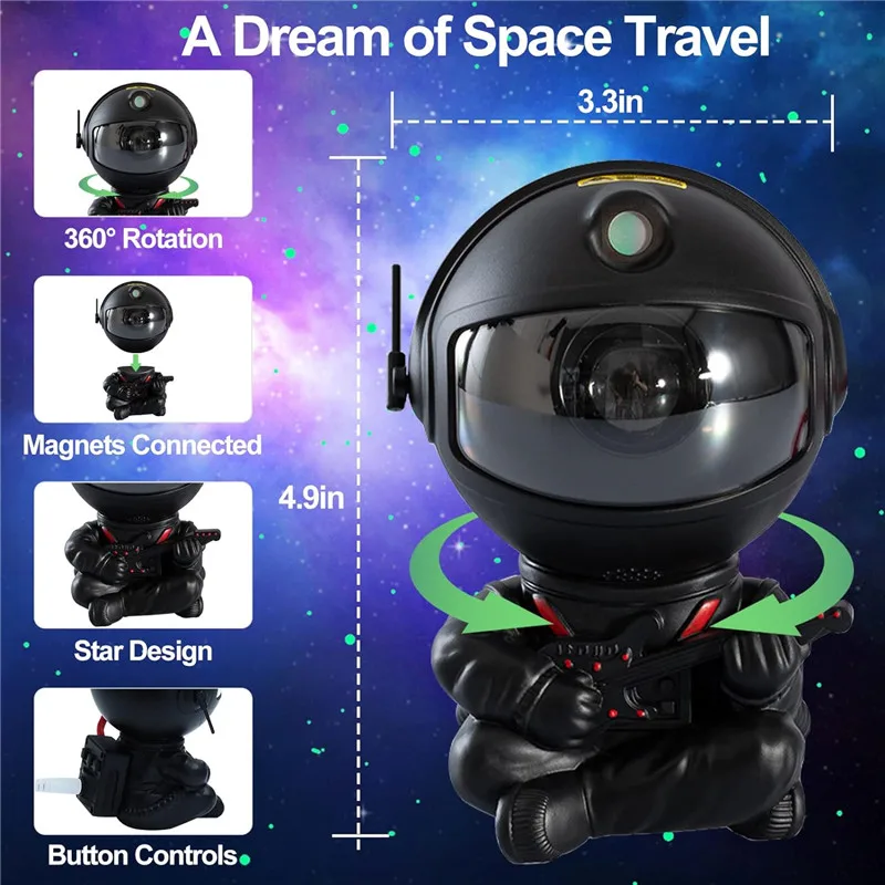 Astronaut Galaxy Starry Sky Projector Night Light Remote Control Nebula Projection Lamps For Bedroom Home Kids Birthday Gift