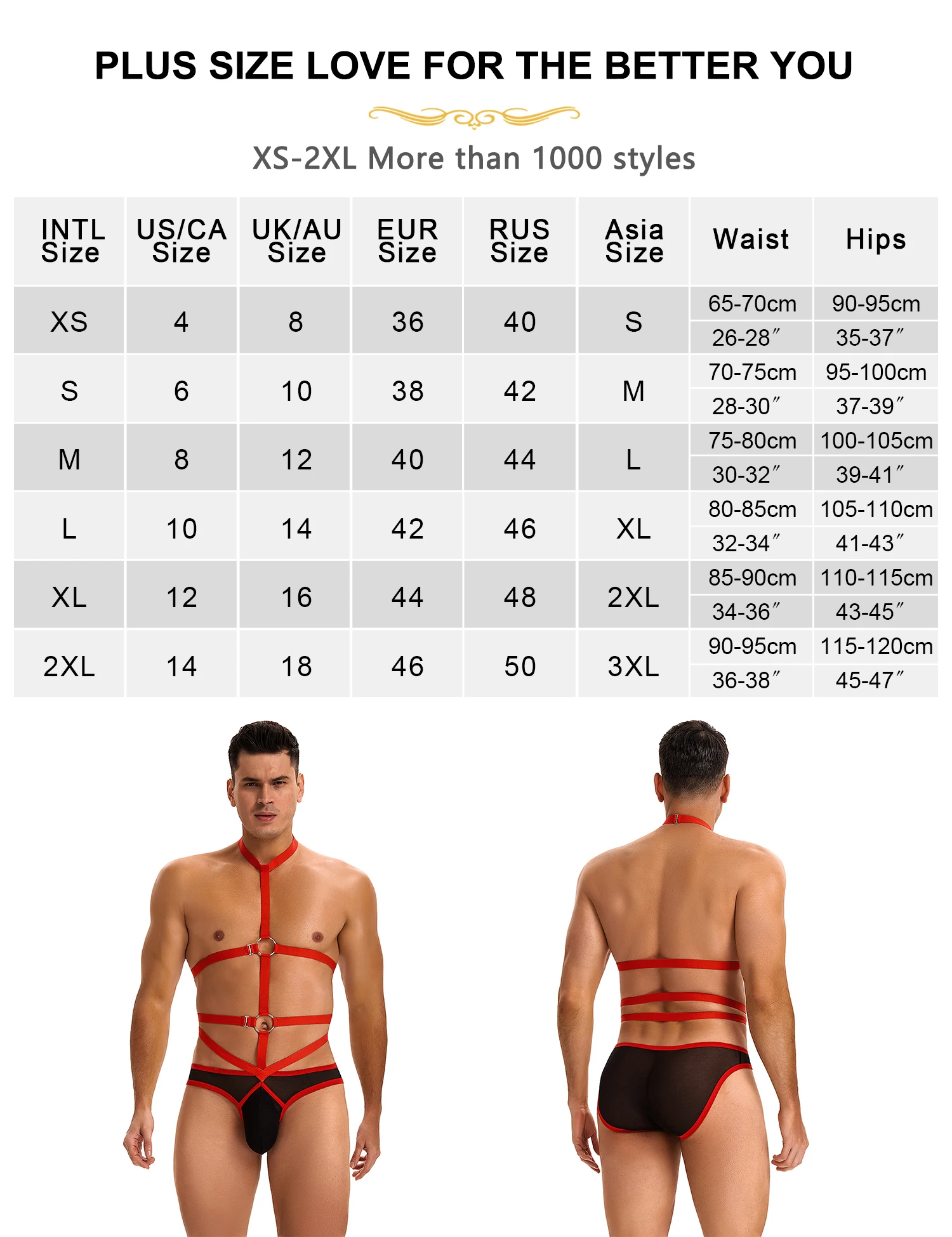 Comeondear Men Underwear Mesh Briefs Red Harness Halter Bondage Bodysuits U-shaped Convex Pouch Hot Panties Sexy Sissy Lingeries